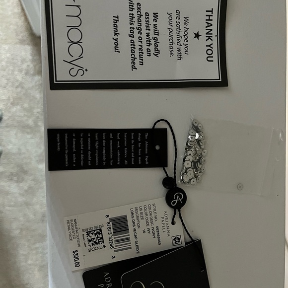 Adrianna Papell, White and Silver Dress, Women, Size 10 - Picture 10 of 12